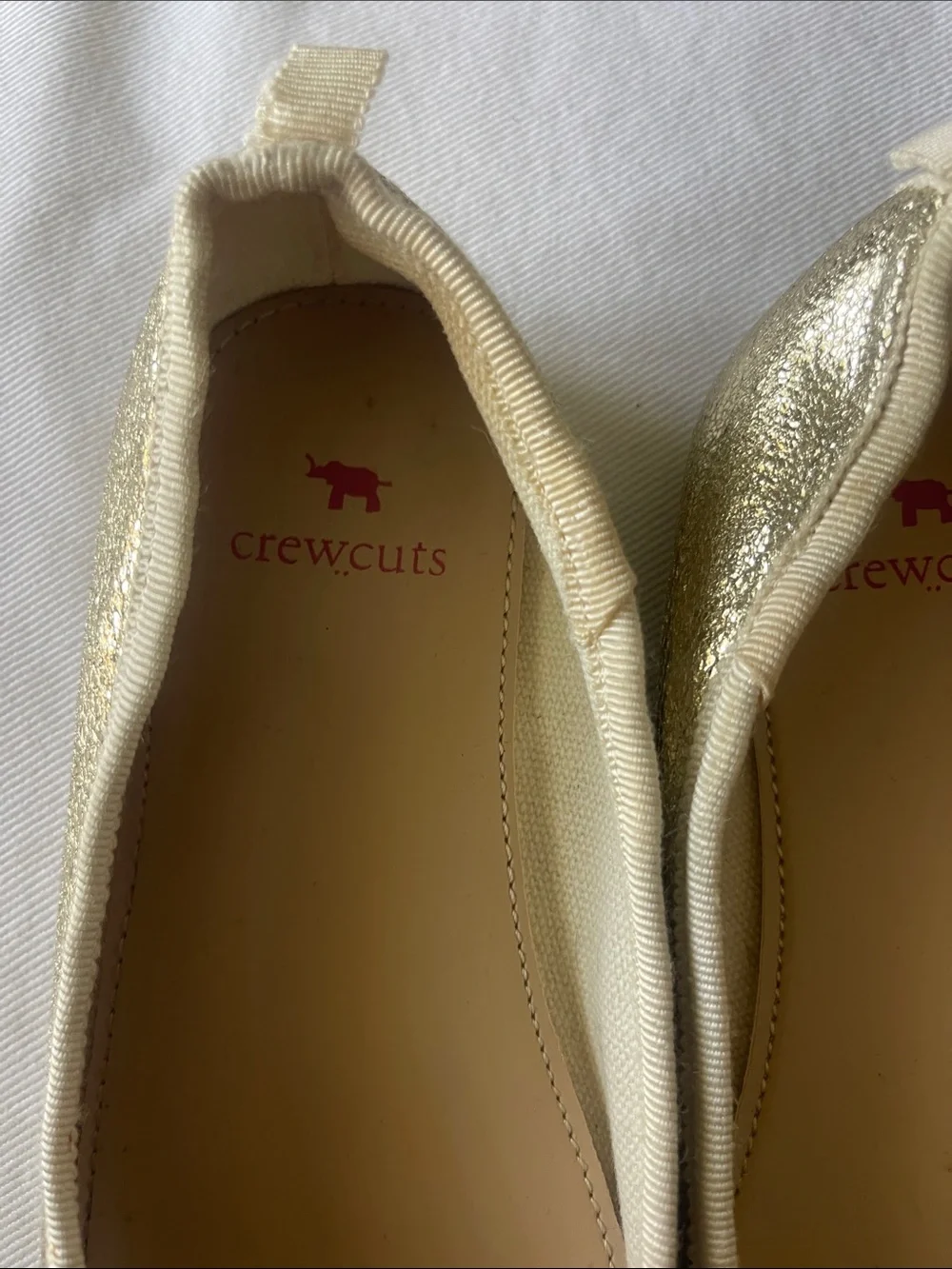 Crewcuts Size 13 Girls Shimmering Gold Bow Ballet Flats